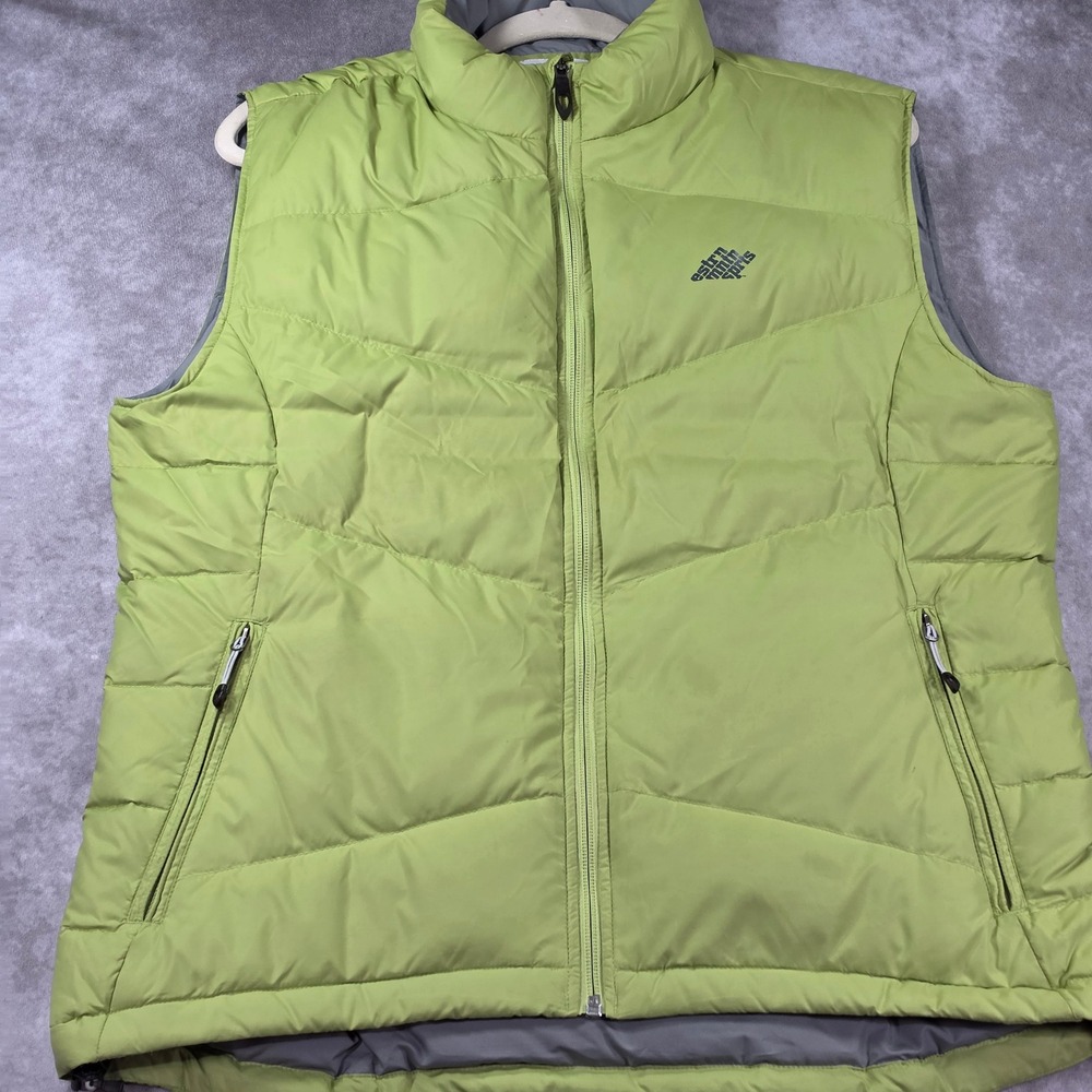EMS Puffer Vest Womens Large Green Excellent Goose Down Quilted Full Zip Vest